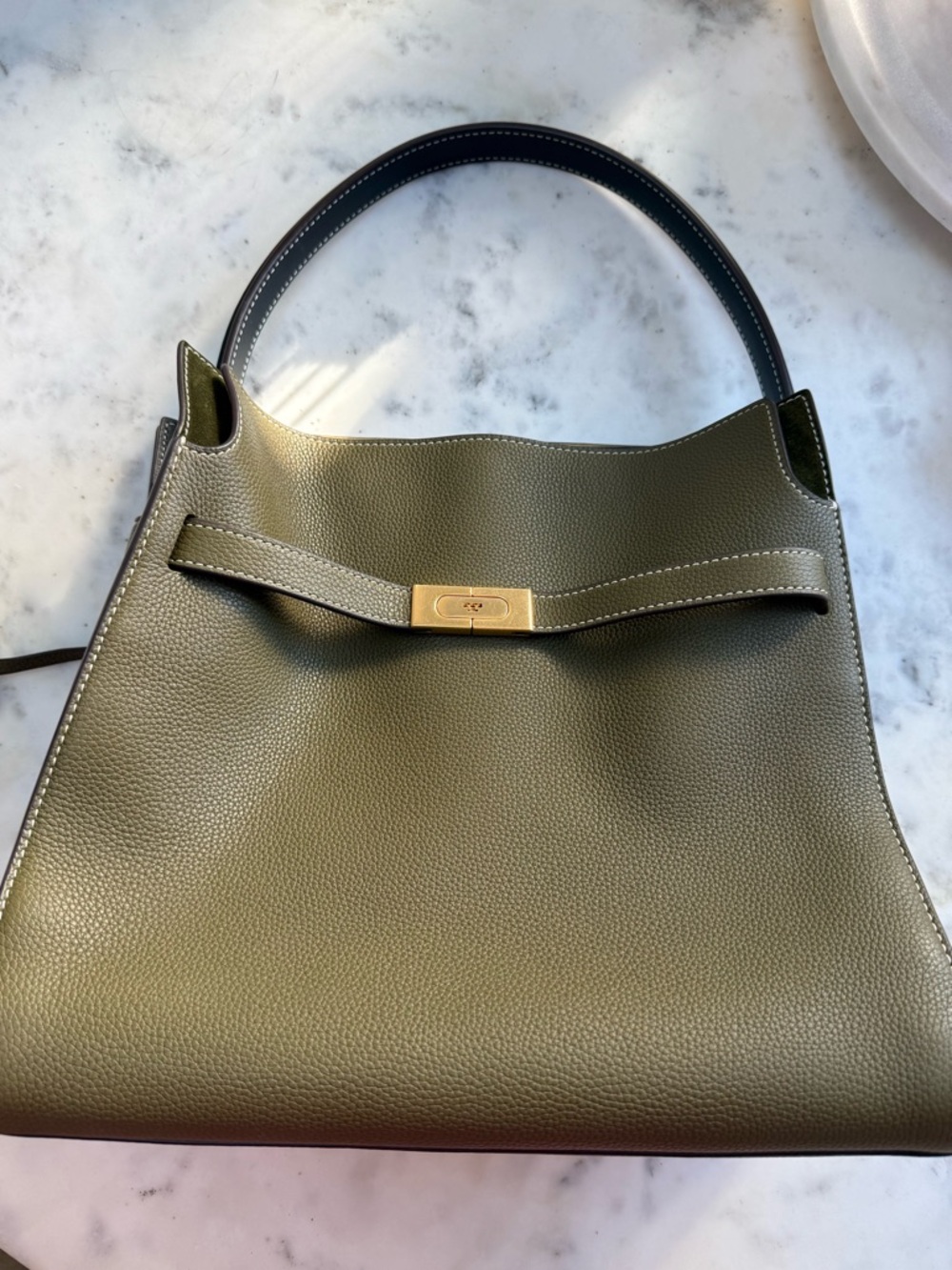 Tory Burch Lee Radziwill Double Bag in Leccio Green with two straps - Picture 6 of 14